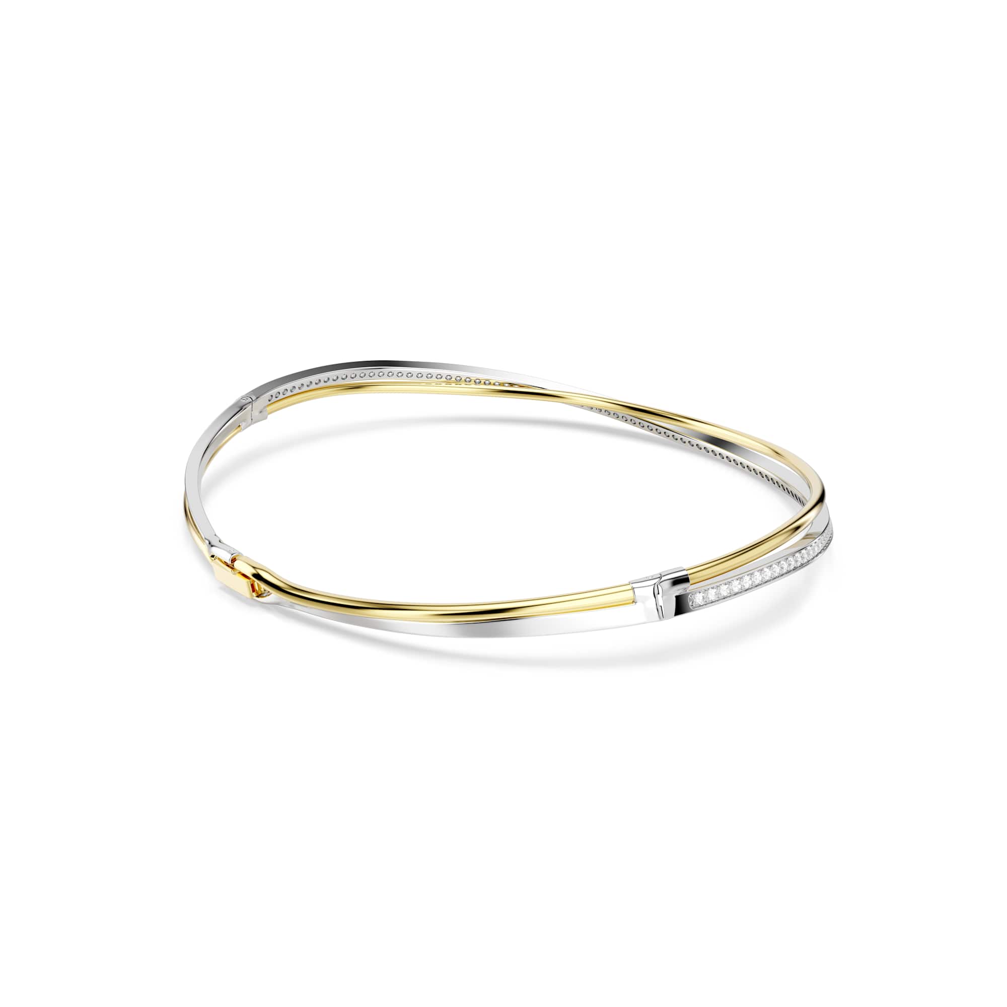 Hyperbola choker, Round cut, White, Mixed metal finish - M