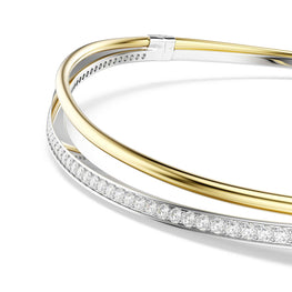 Hyperbola choker, Round cut, White, Mixed metal finish - S