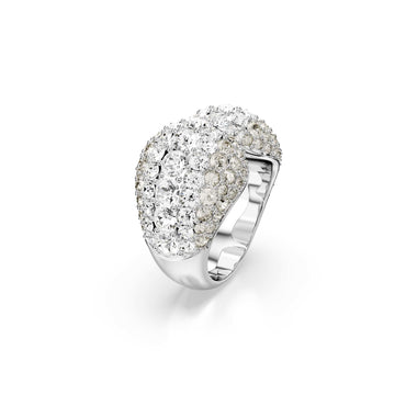 Sublima cocktail ring, Round cut, White, Rhodium plated - 52cm