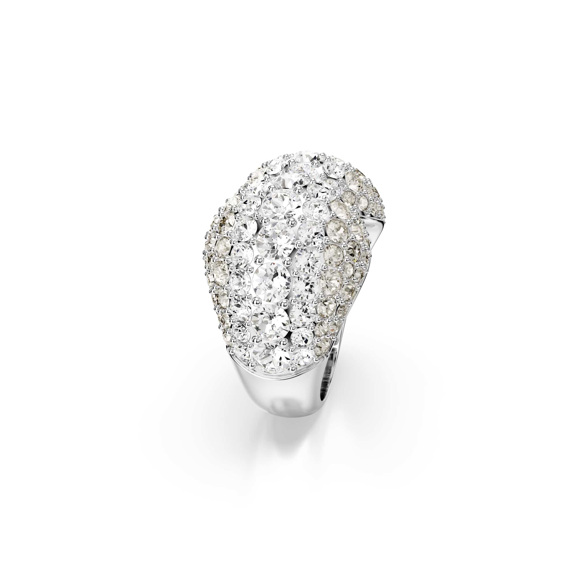Sublima cocktail ring, Round cut, White, Rhodium plated - 52cm