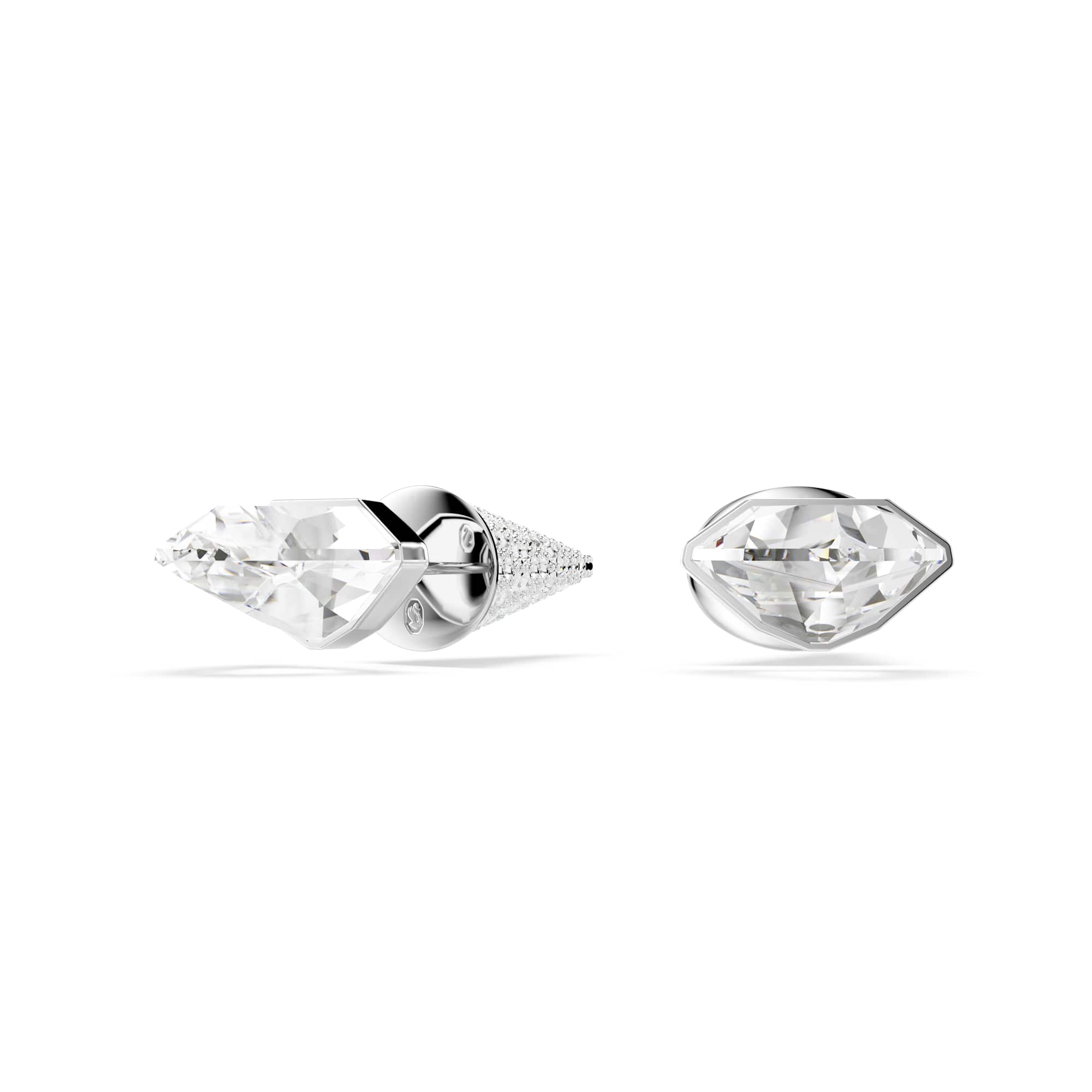 Lucent stud earrings, Pavé, Spike, White, Rhodium plated