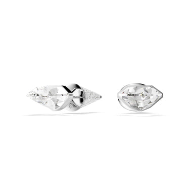 Lucent stud earrings, Pavé, Spike, White, Rhodium plated