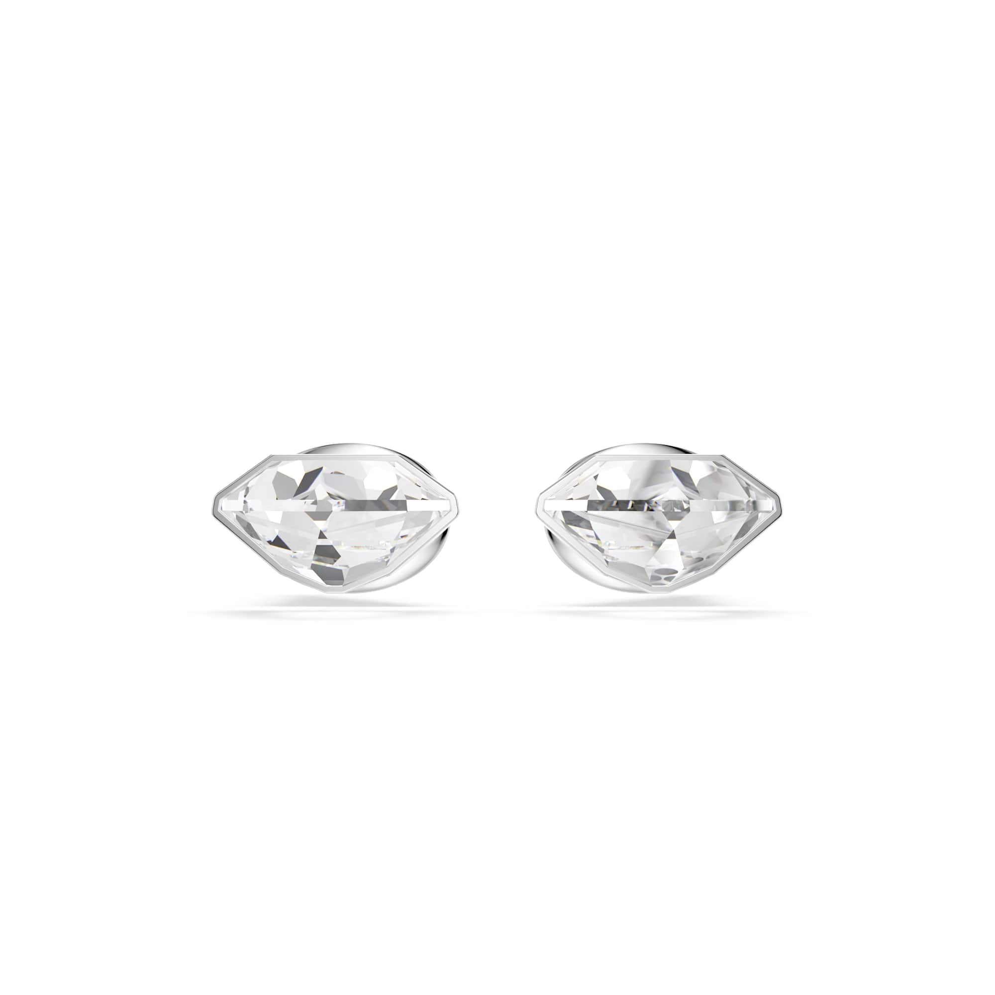 Lucent stud earrings, Pavé, Spike, White, Rhodium plated