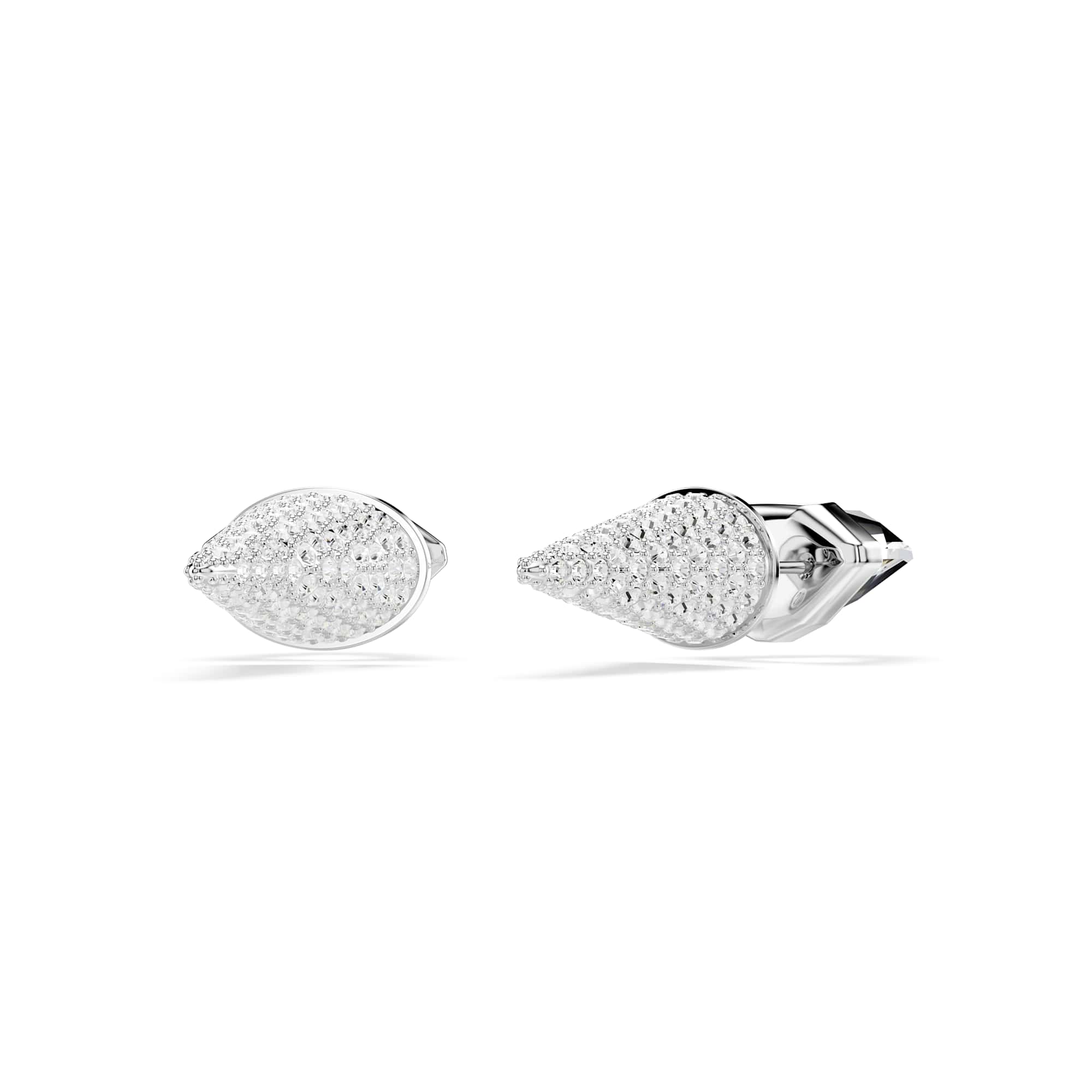 Lucent stud earrings, Pavé, Spike, White, Rhodium plated