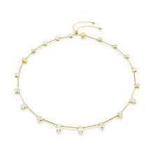 Imber necklace, Magnetic closure, Mixed cuts, White, 18K gold finish