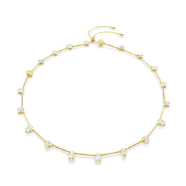 Imber necklace, Magnetic closure, Mixed cuts, White, 18K gold finish