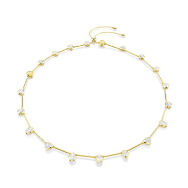 Imber necklace, Magnetic closure, Mixed cuts, White, 18K gold finish