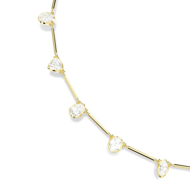 Imber necklace, Magnetic closure, Mixed cuts, White, 18K gold finish