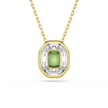 Chroma pendant, Octagon cut, Green, 18K gold finish