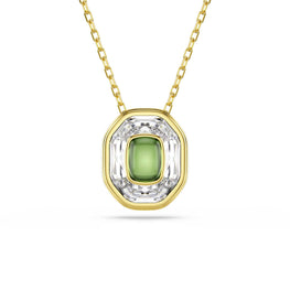 Chroma pendant, Octagon cut, Green, 18K gold finish