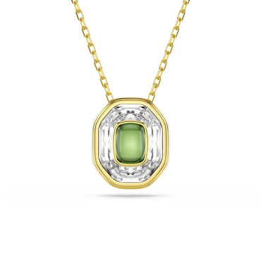 Chroma pendant, Octagon cut, Green, 18K gold finish