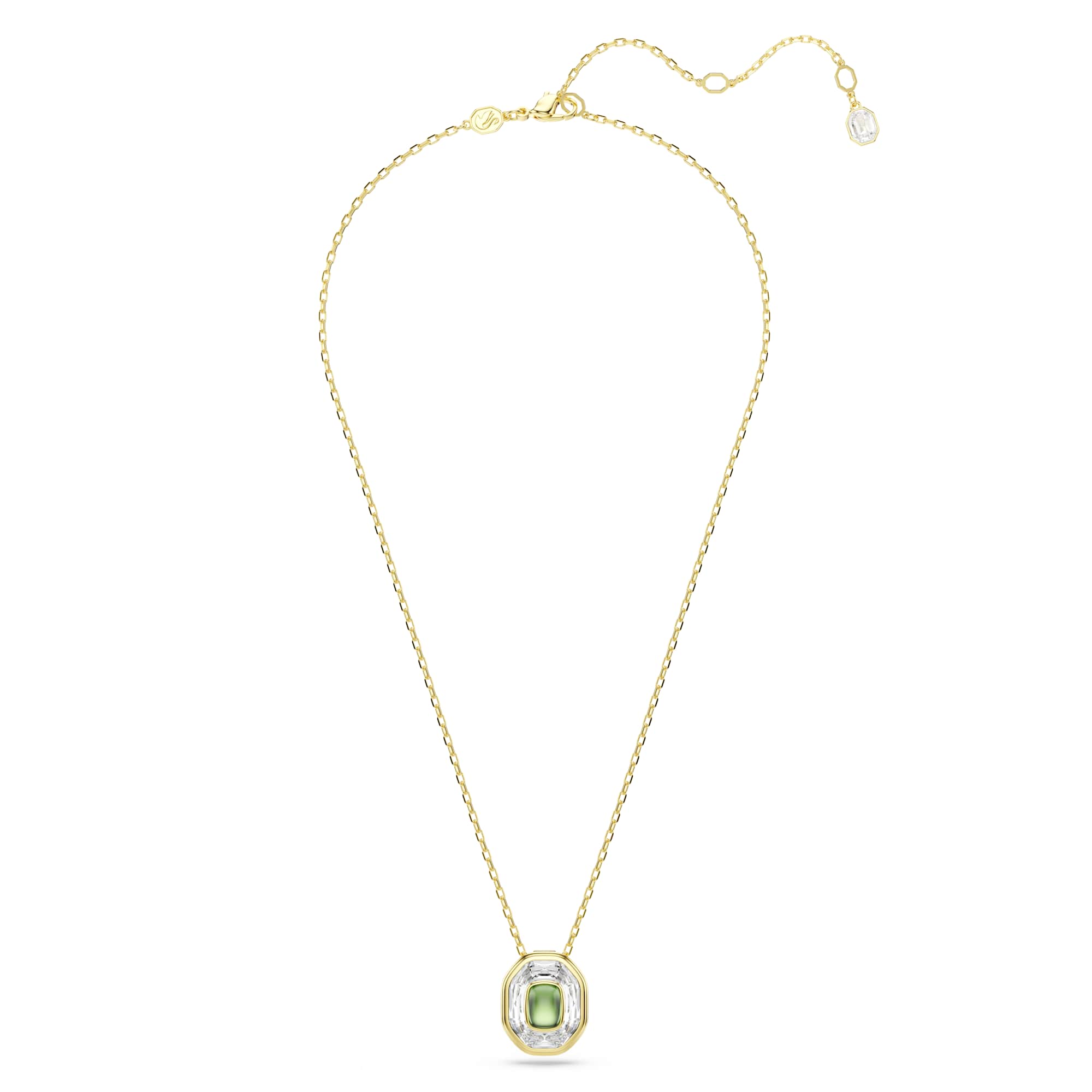 Chroma pendant, Octagon cut, Green, 18K gold finish