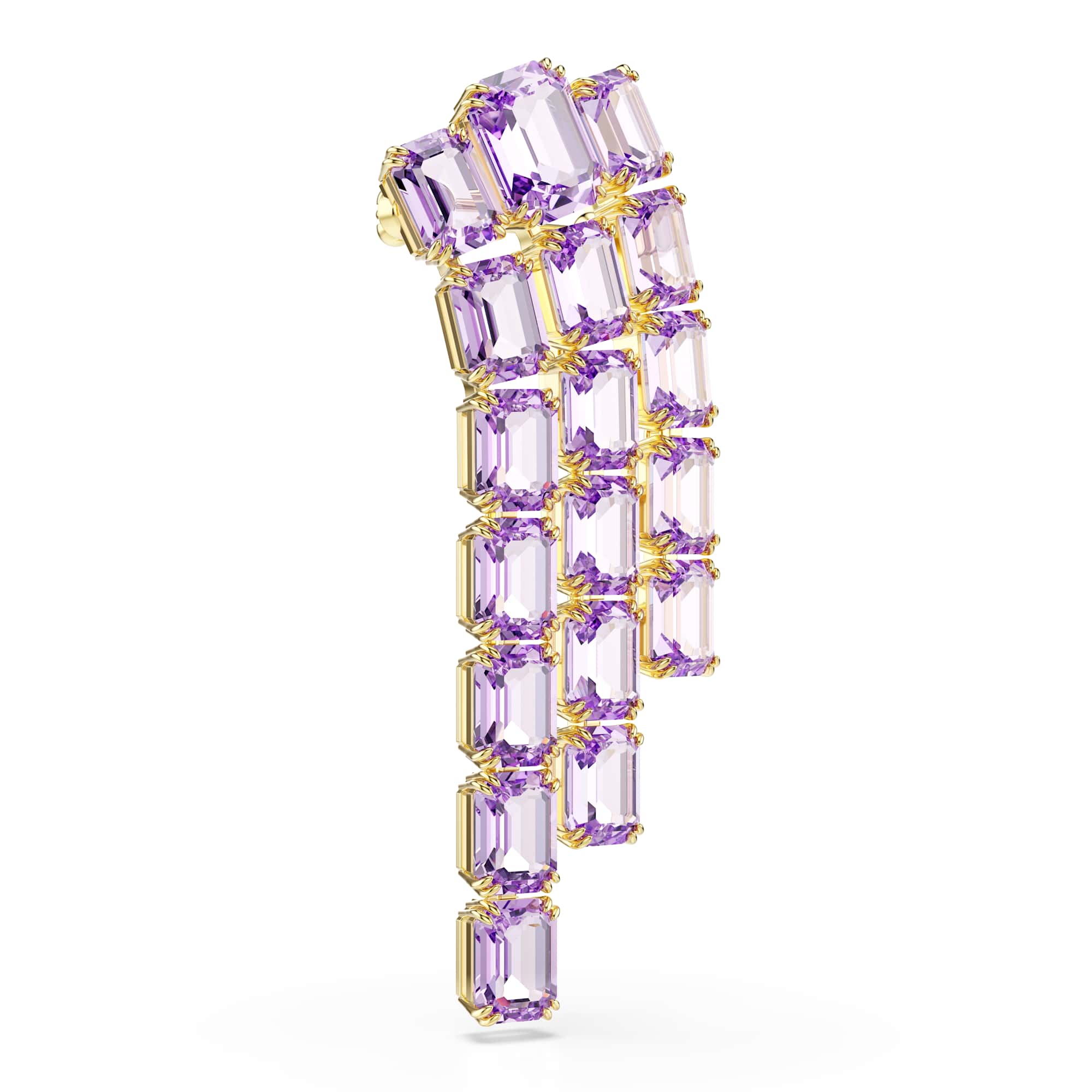 Millenia brooch, Octagon cut, Purple, 18K gold finish