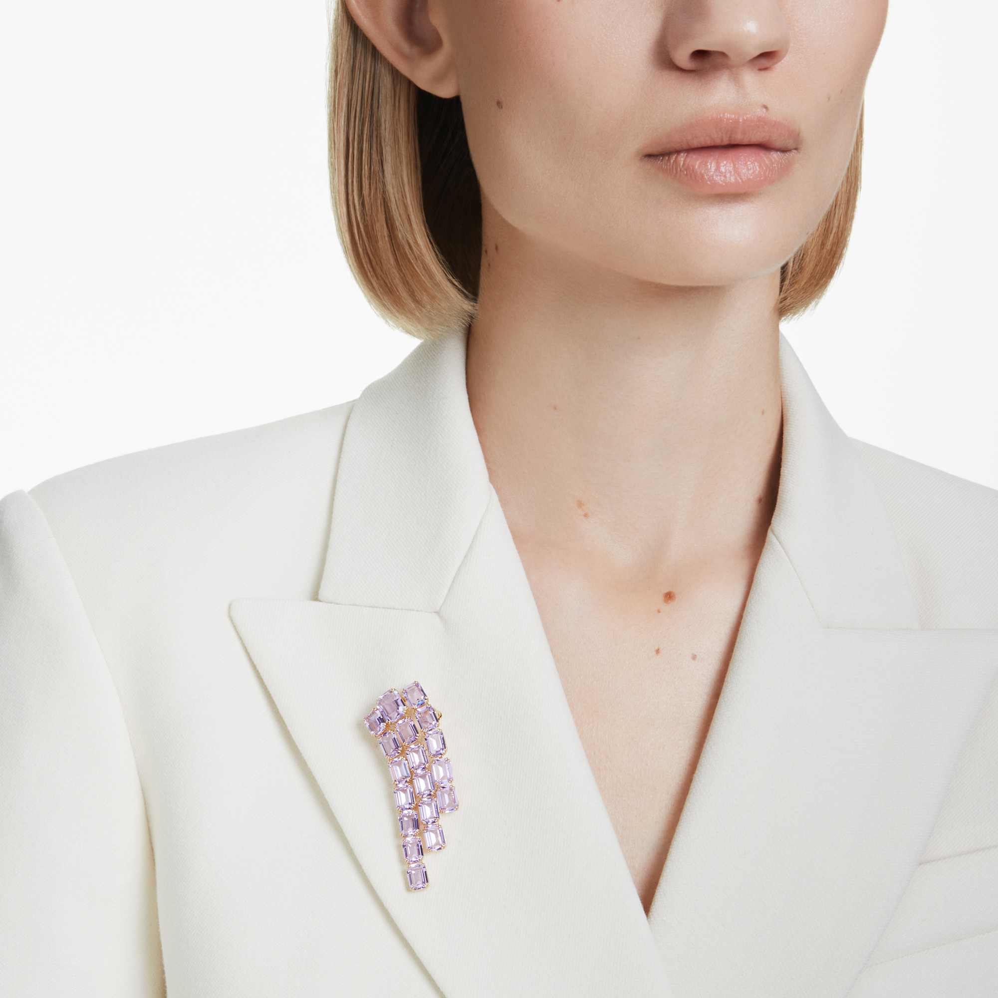 Millenia brooch, Octagon cut, Purple, 18K gold finish
