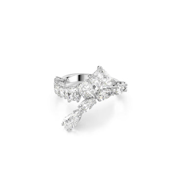 Matrix ring, Mixed cuts, White, Rhodium plated - 60cm
