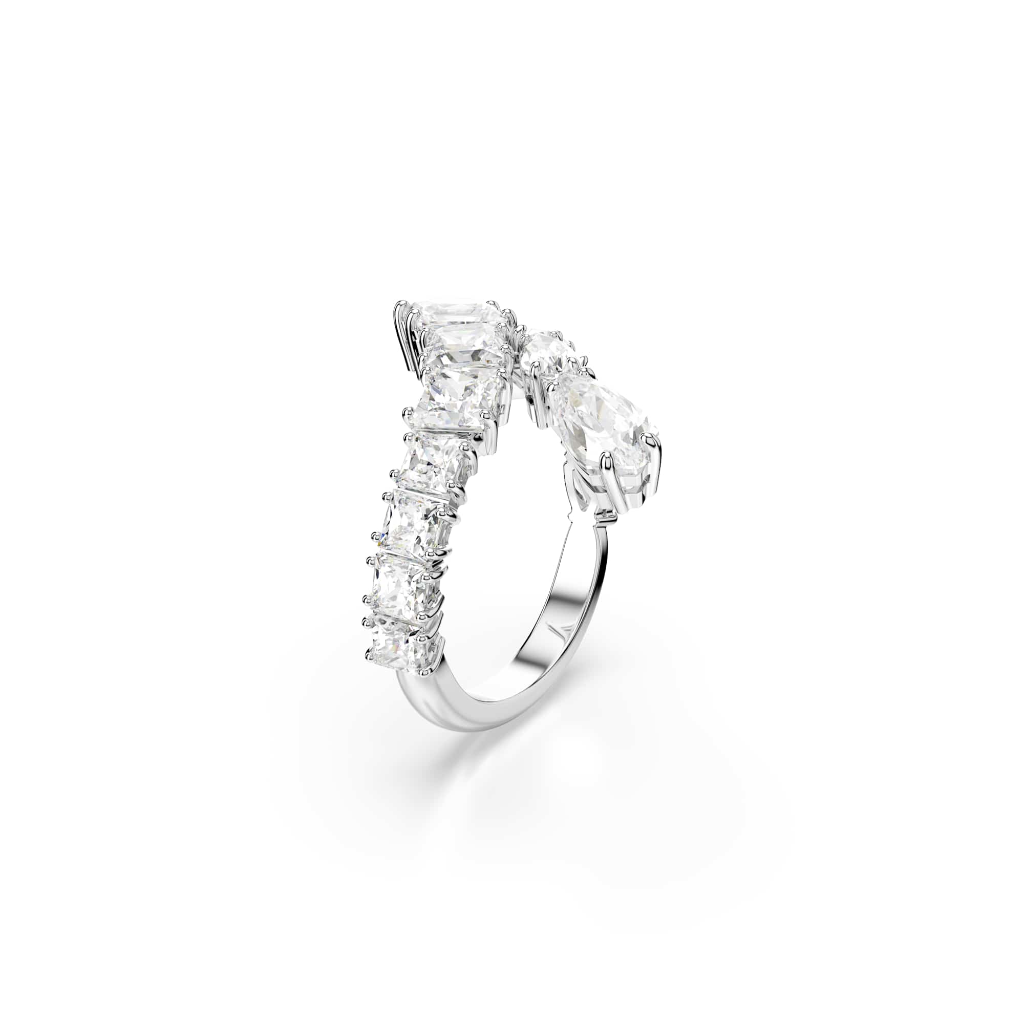 Matrix ring, Mixed cuts, White, Rhodium plated - 50cm