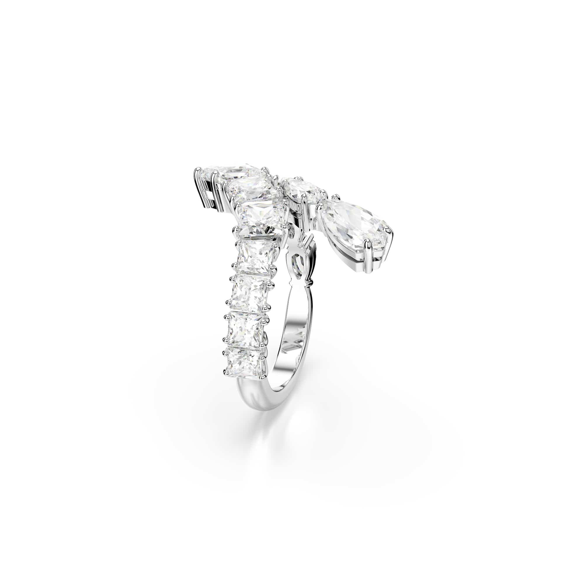 Matrix ring, Mixed cuts, White, Rhodium plated - 50cm