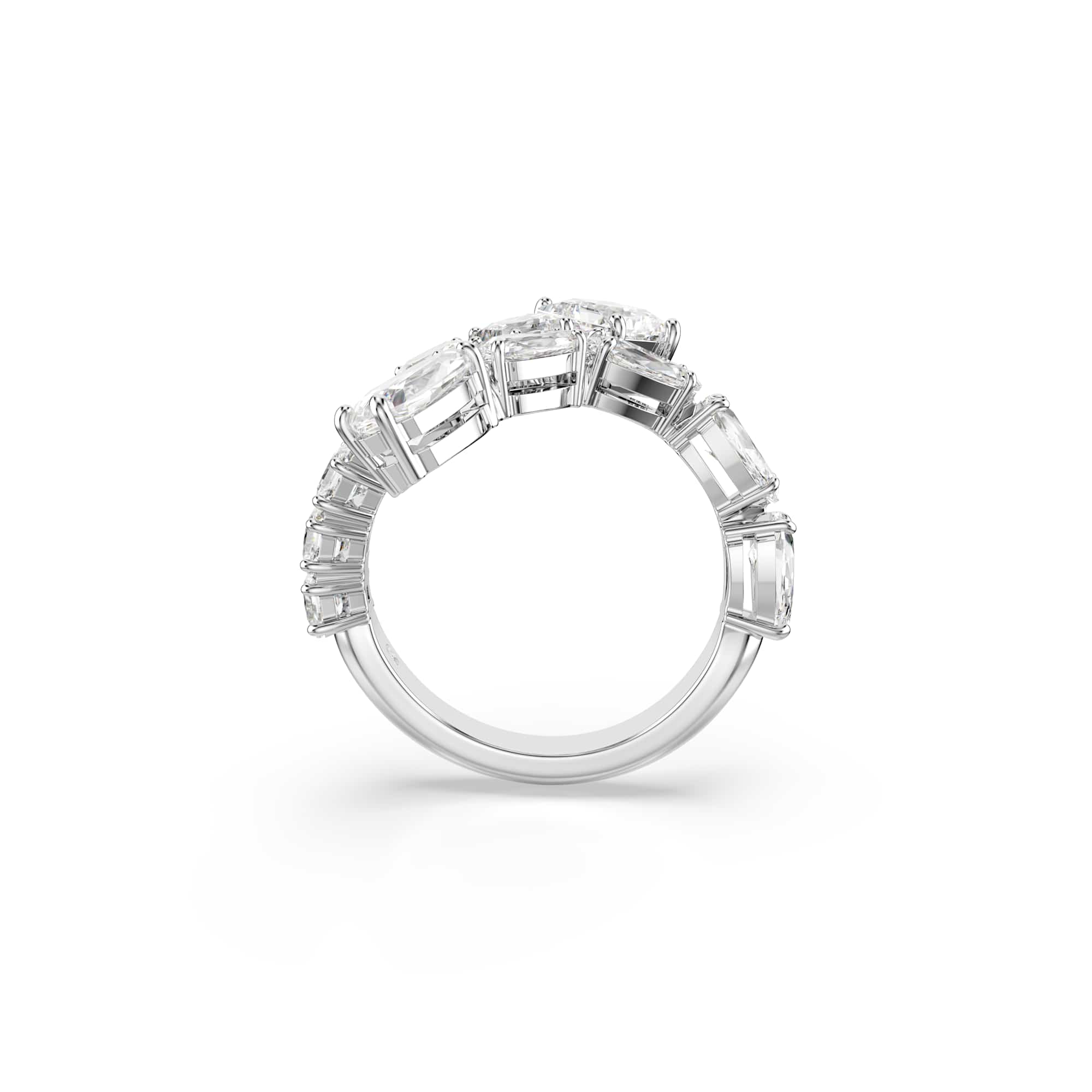 Matrix ring, Mixed cuts, White, Rhodium plated - 50cm