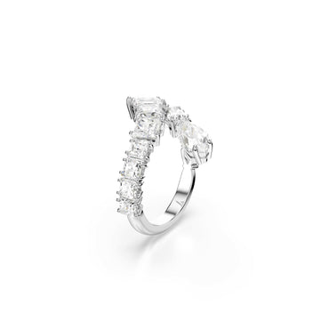 Matrix ring, Mixed cuts, White, Rhodium plated - 55cm