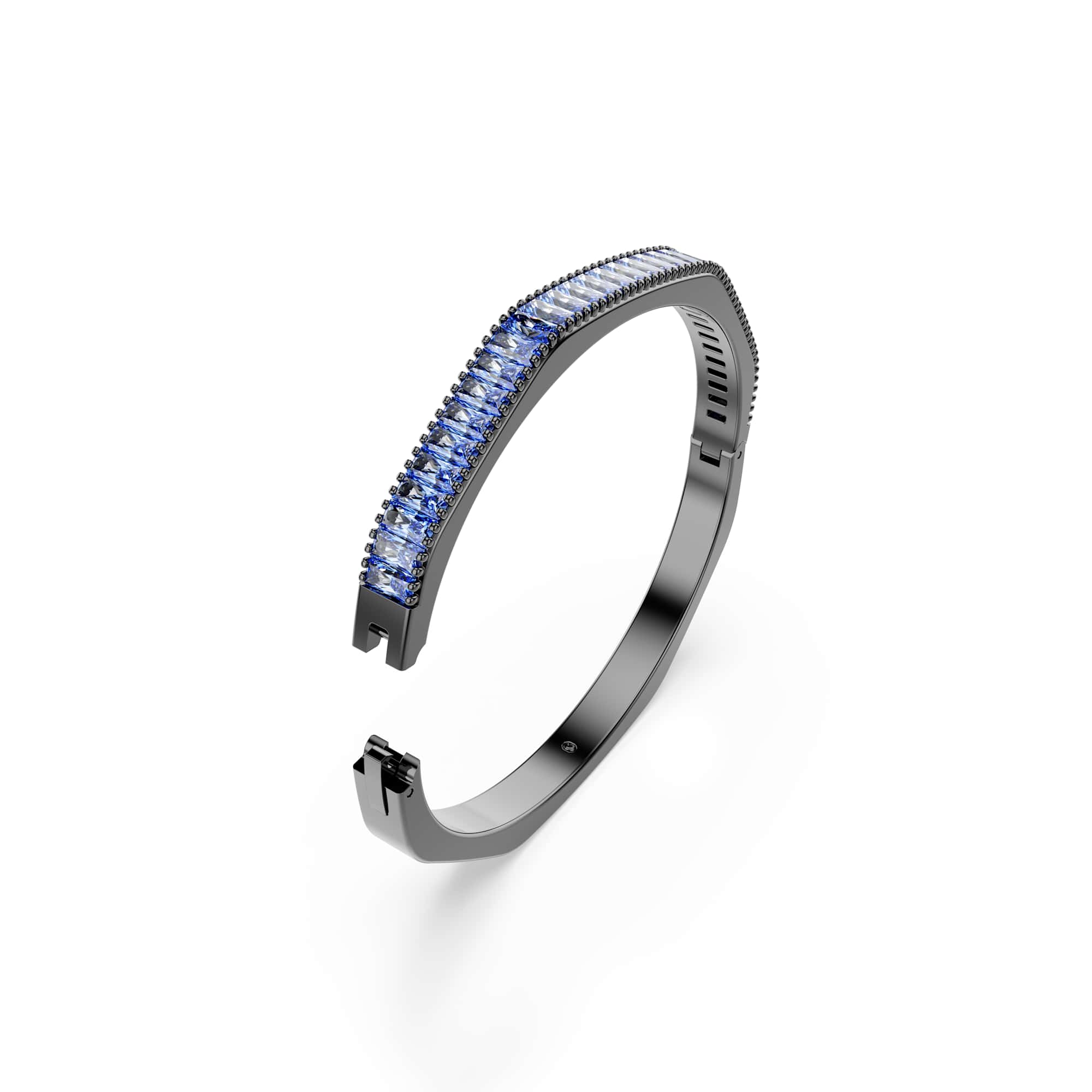 Matrix bangle, Baguette cut, Octagon shape, Blue, Ruthenium plated - M
