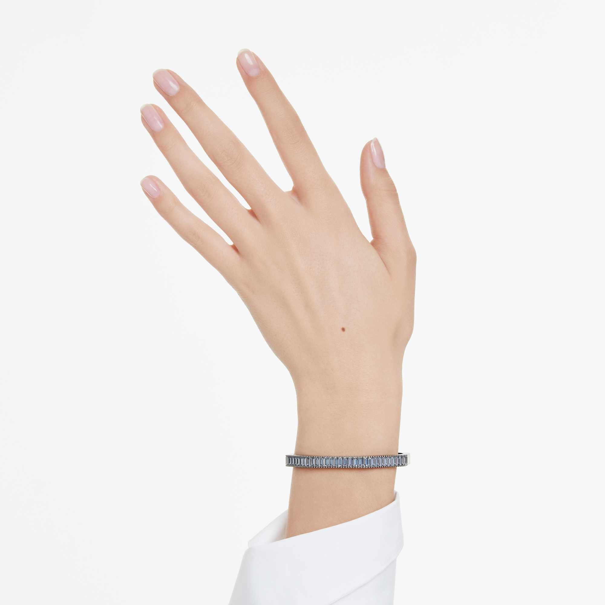 Matrix bangle, Baguette cut, Octagon shape, Blue, Ruthenium plated - M