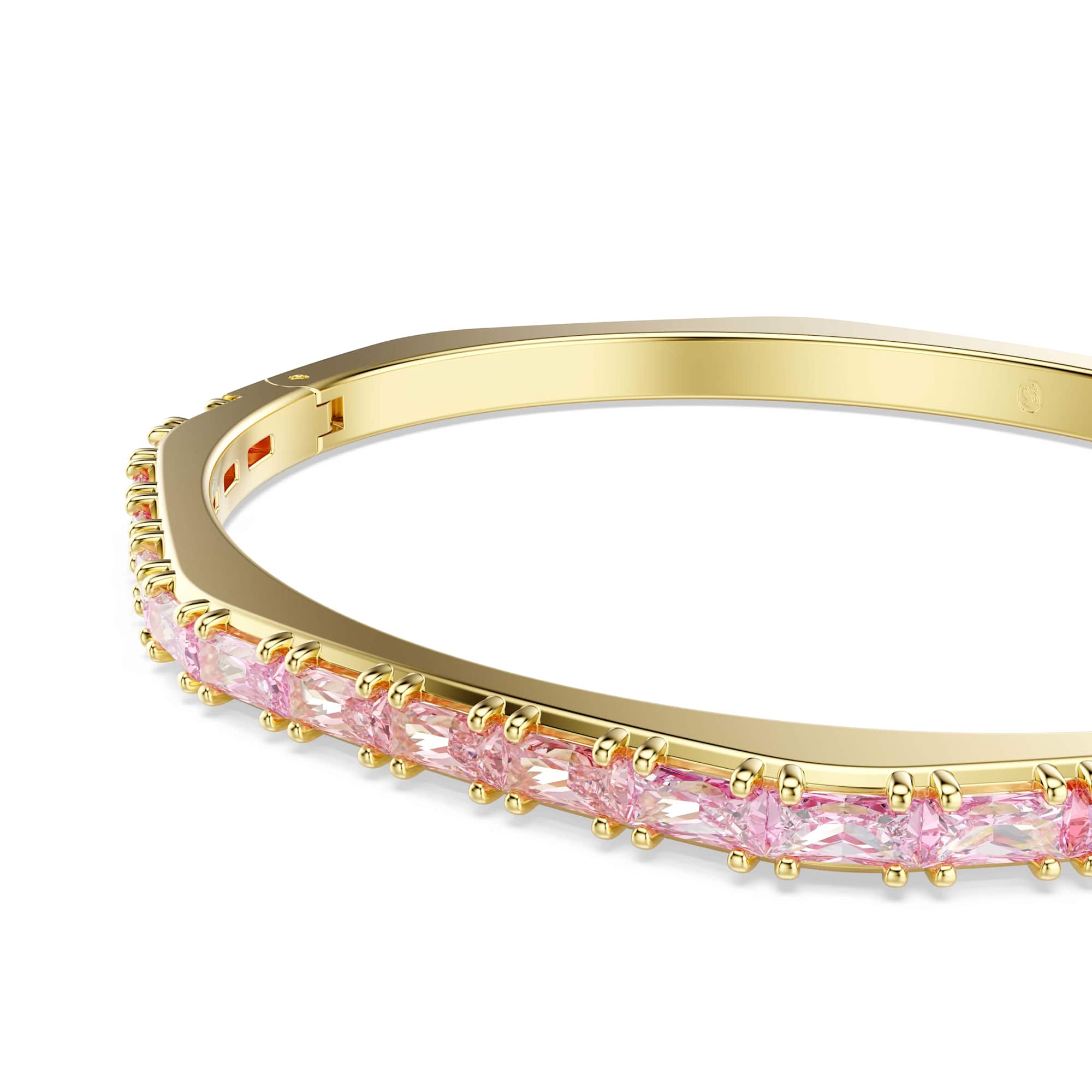 Matrix bangle, Baguette cut, Octagon shape, Pink, 18K gold finish - M