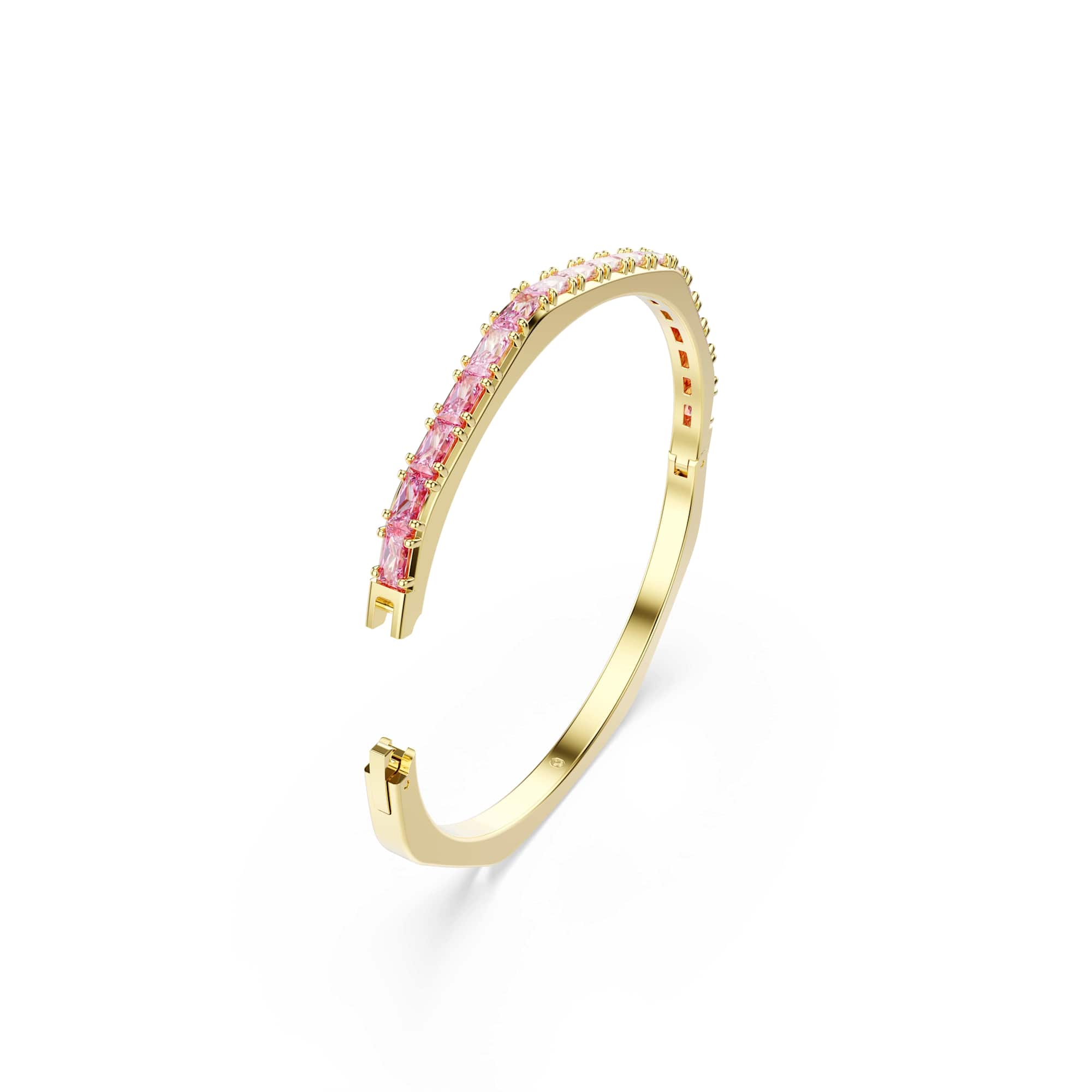 Matrix bangle, Baguette cut, Octagon shape, Pink, 18K gold finish - M