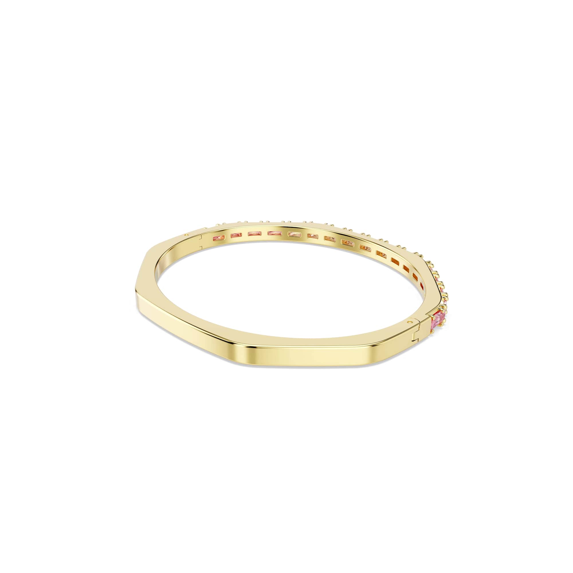 Matrix bangle, Baguette cut, Octagon shape, Pink, 18K gold finish - M