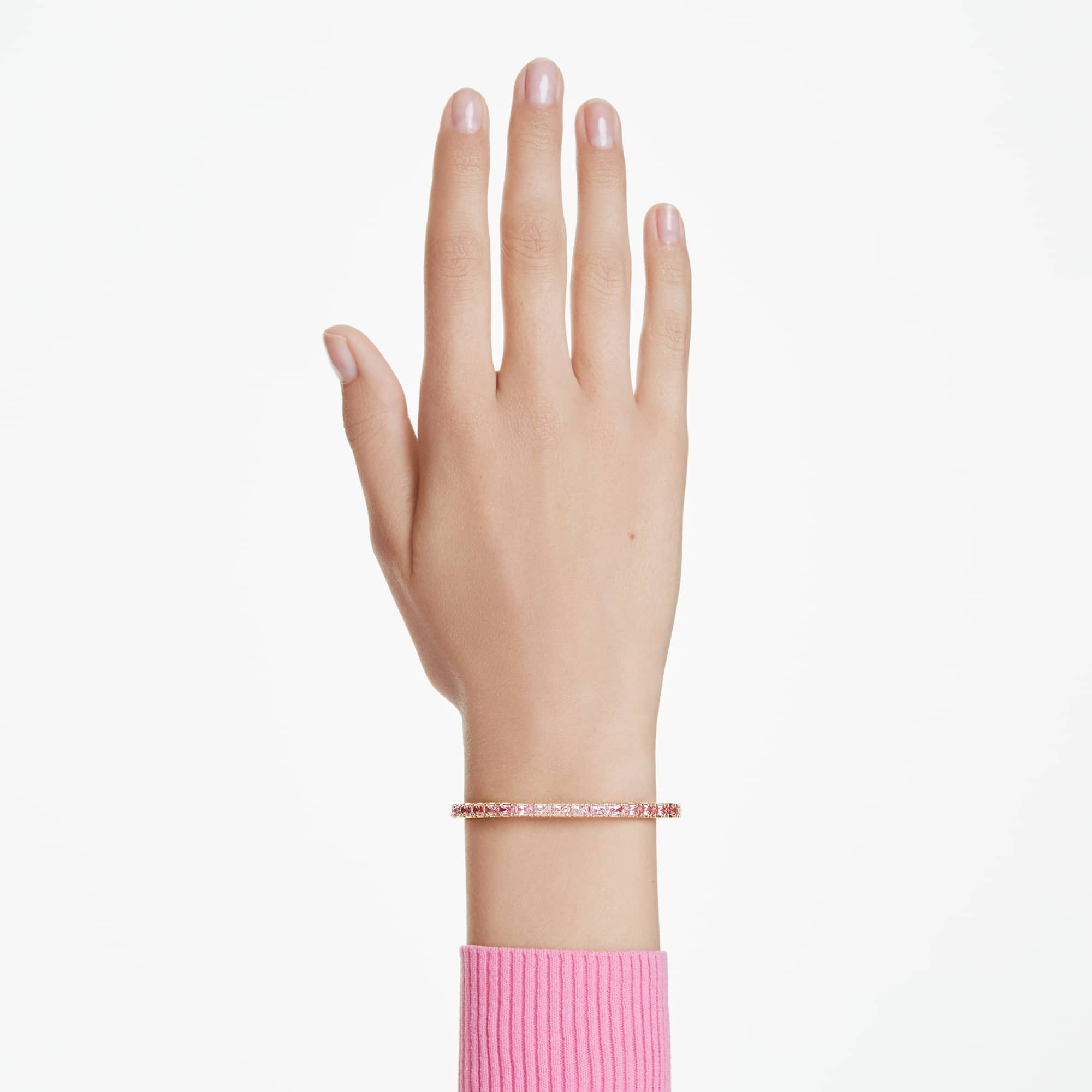 Matrix bangle, Baguette cut, Octagon shape, Pink, 18K gold finish - M