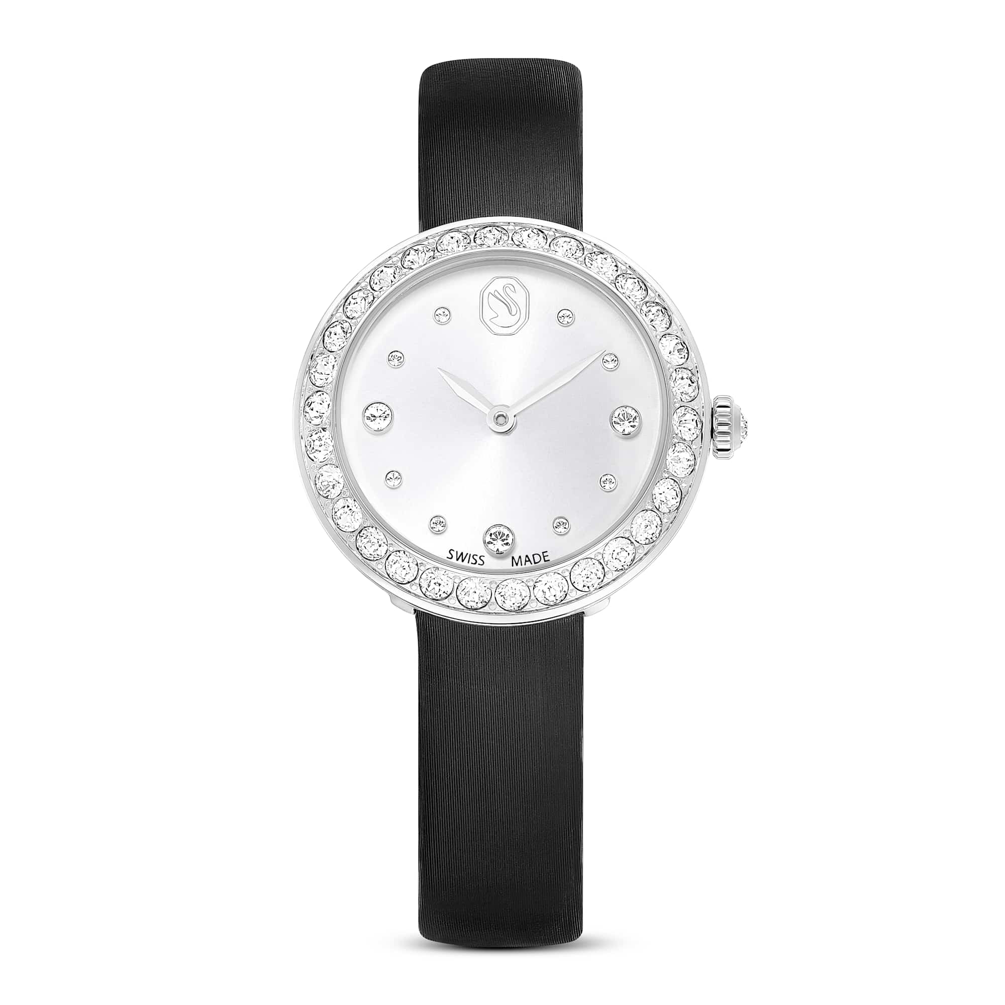 Matrix tennis watch, Swiss Made, Leather strap, Black, Stainless Steel