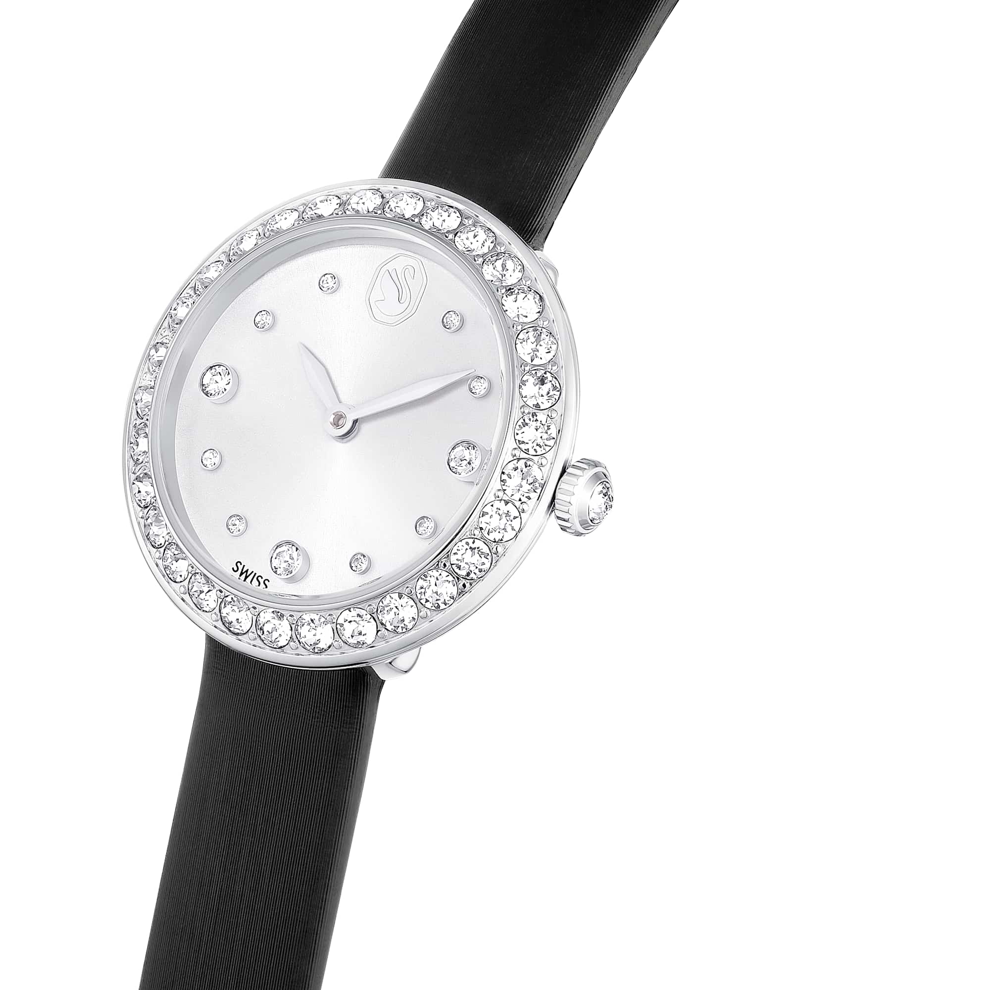 Matrix tennis watch, Swiss Made, Leather strap, Black, Stainless Steel