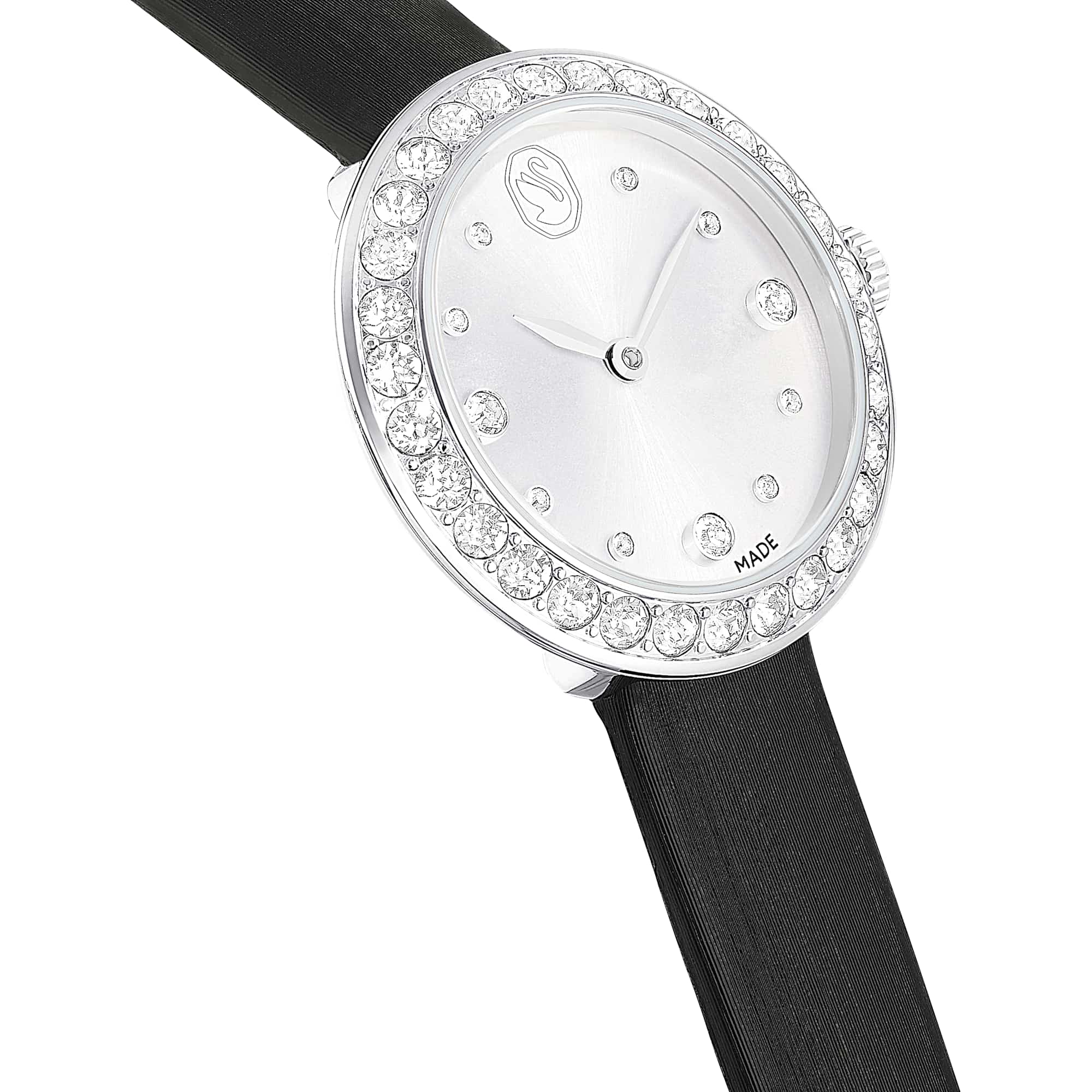 Matrix tennis watch, Swiss Made, Leather strap, Black, Stainless Steel