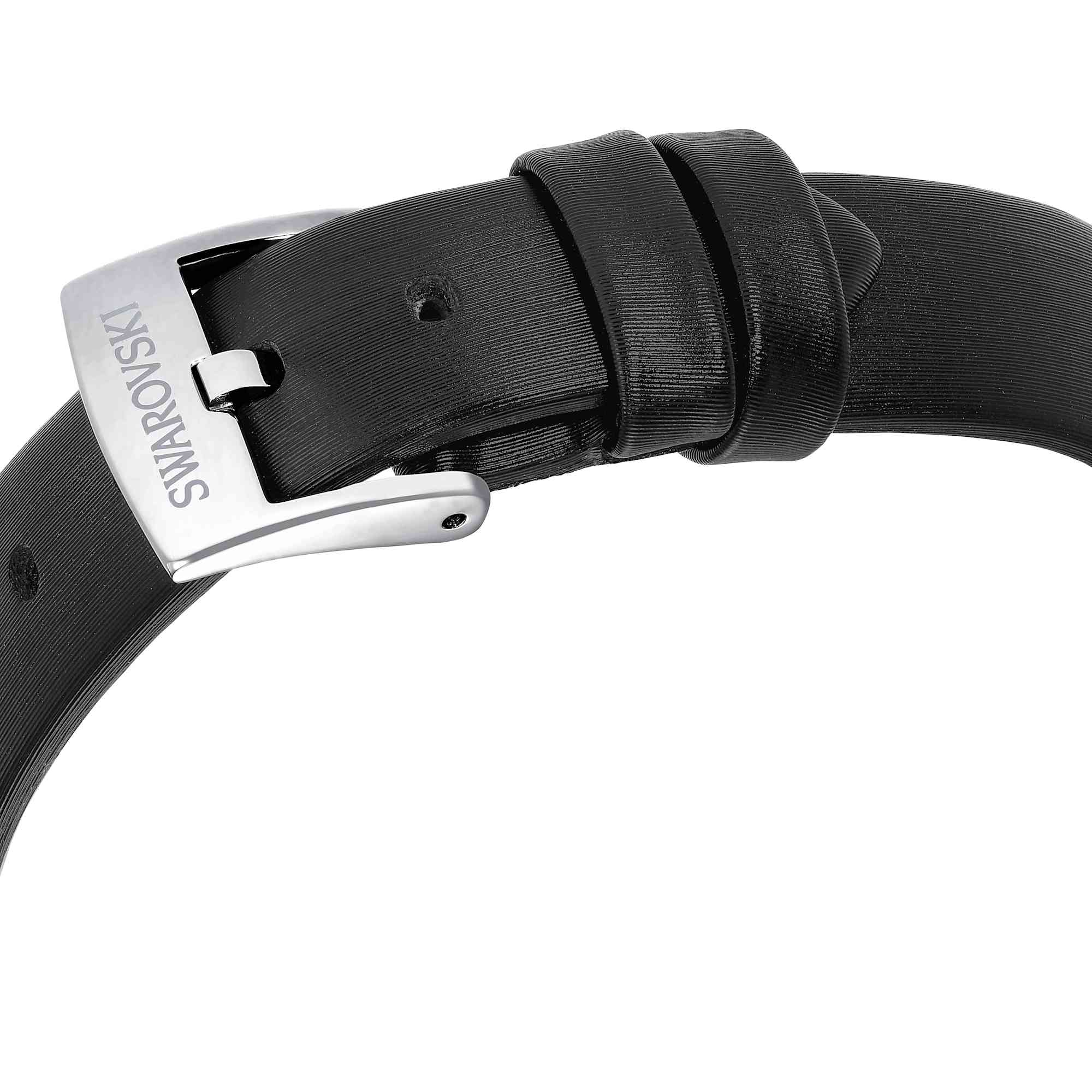 Matrix tennis watch, Swiss Made, Leather strap, Black, Stainless Steel