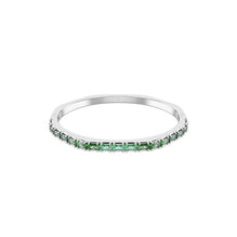 Matrix bangle, Baguette cut, Octagon shape, Green, Rhodium plated - S