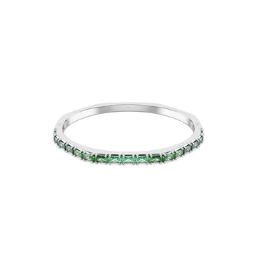 Matrix bangle, Baguette cut, Octagon shape, Green, Rhodium plated - S