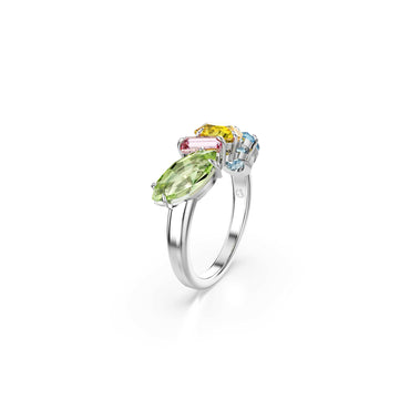 Gema ring, Mixed cuts, Multicolored, Rhodium plated - 58cm
