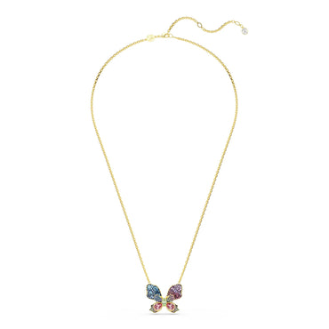 Idyllia pendant and brooch, Mixed cuts, Pavé, Butterfly, Multicolored, 18K gold finish