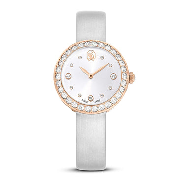 Matrix tennis watch, Swiss Made, Leather strap, Gray, Rose gold-tone finish