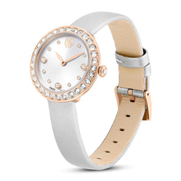 Matrix tennis watch, Swiss Made, Leather strap, Gray, Rose gold-tone finish