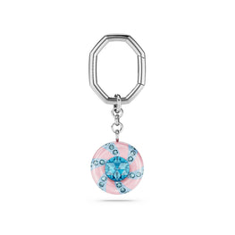 Key ring, Round cut, Multicolored, Rhodium plated