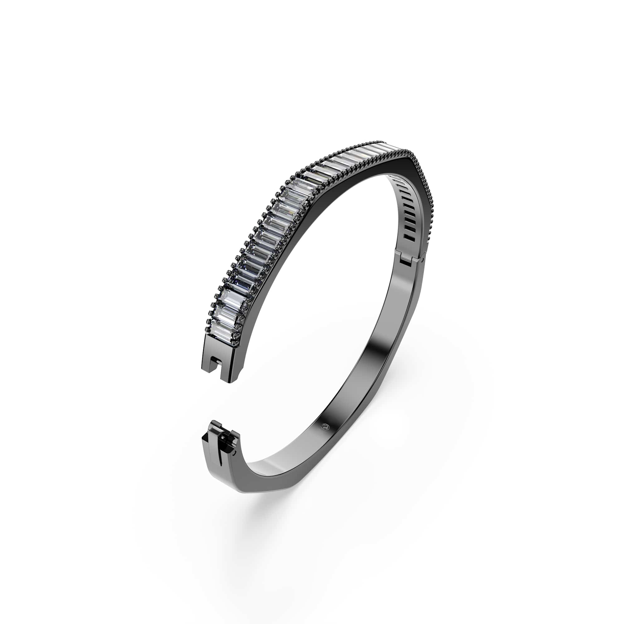 Matrix bangle, Baguette cut, Octagon shape, Gray, Ruthenium plated - L