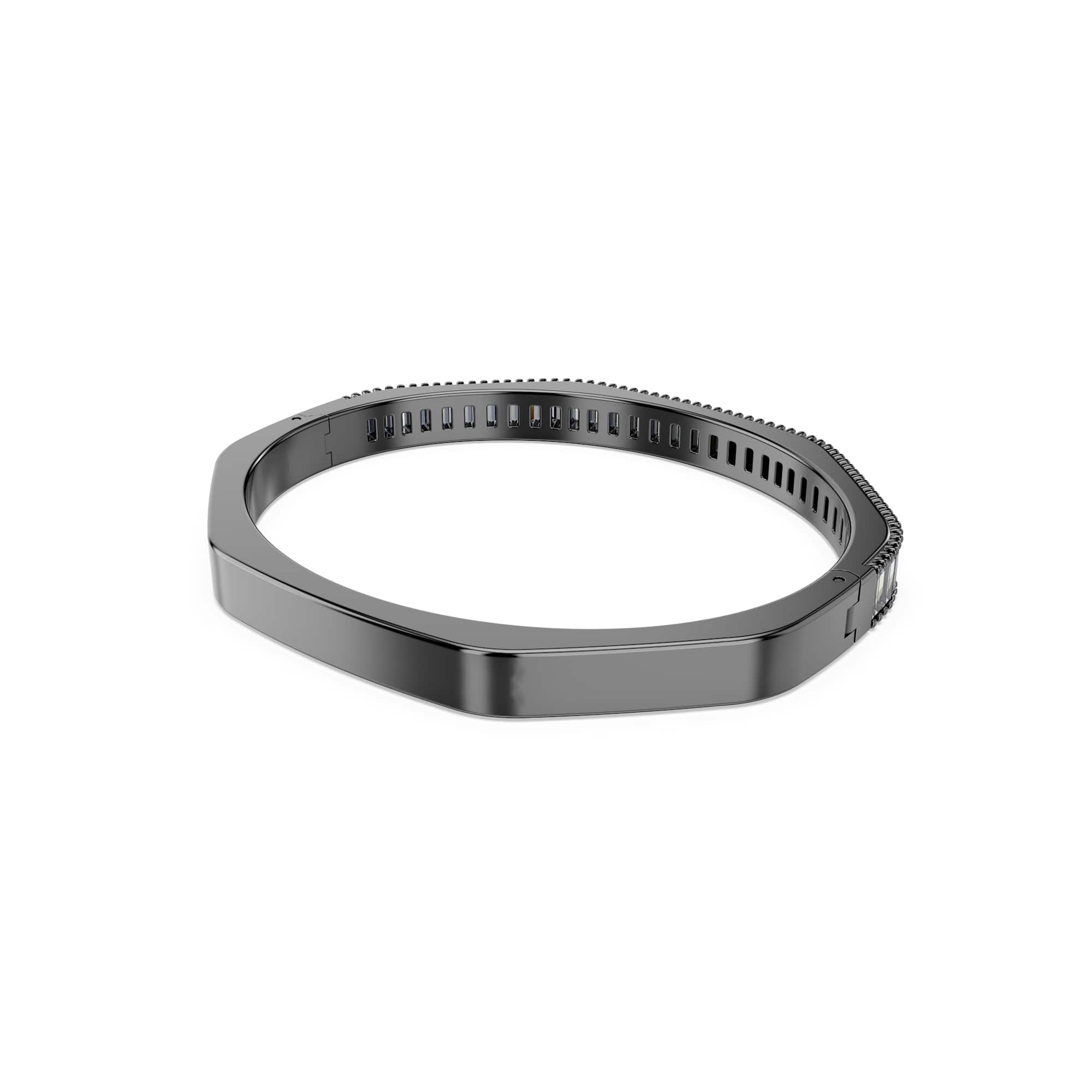 Matrix bangle, Baguette cut, Octagon shape, Gray, Ruthenium plated - L