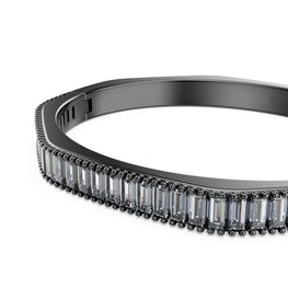 Matrix bangle, Baguette cut, Octagon shape, Gray, Ruthenium plated - M