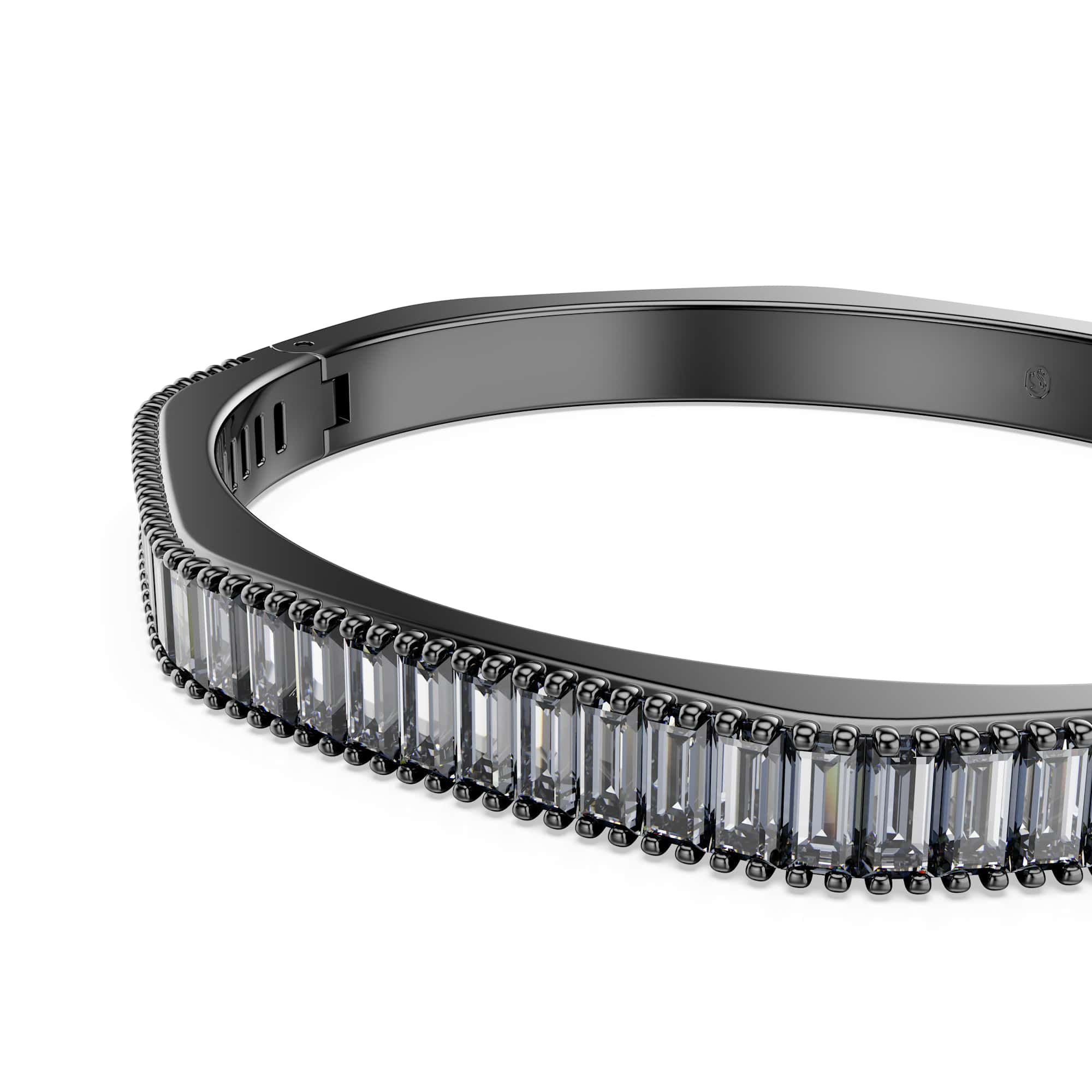 Matrix bangle, Baguette cut, Octagon shape, Gray, Ruthenium plated - S