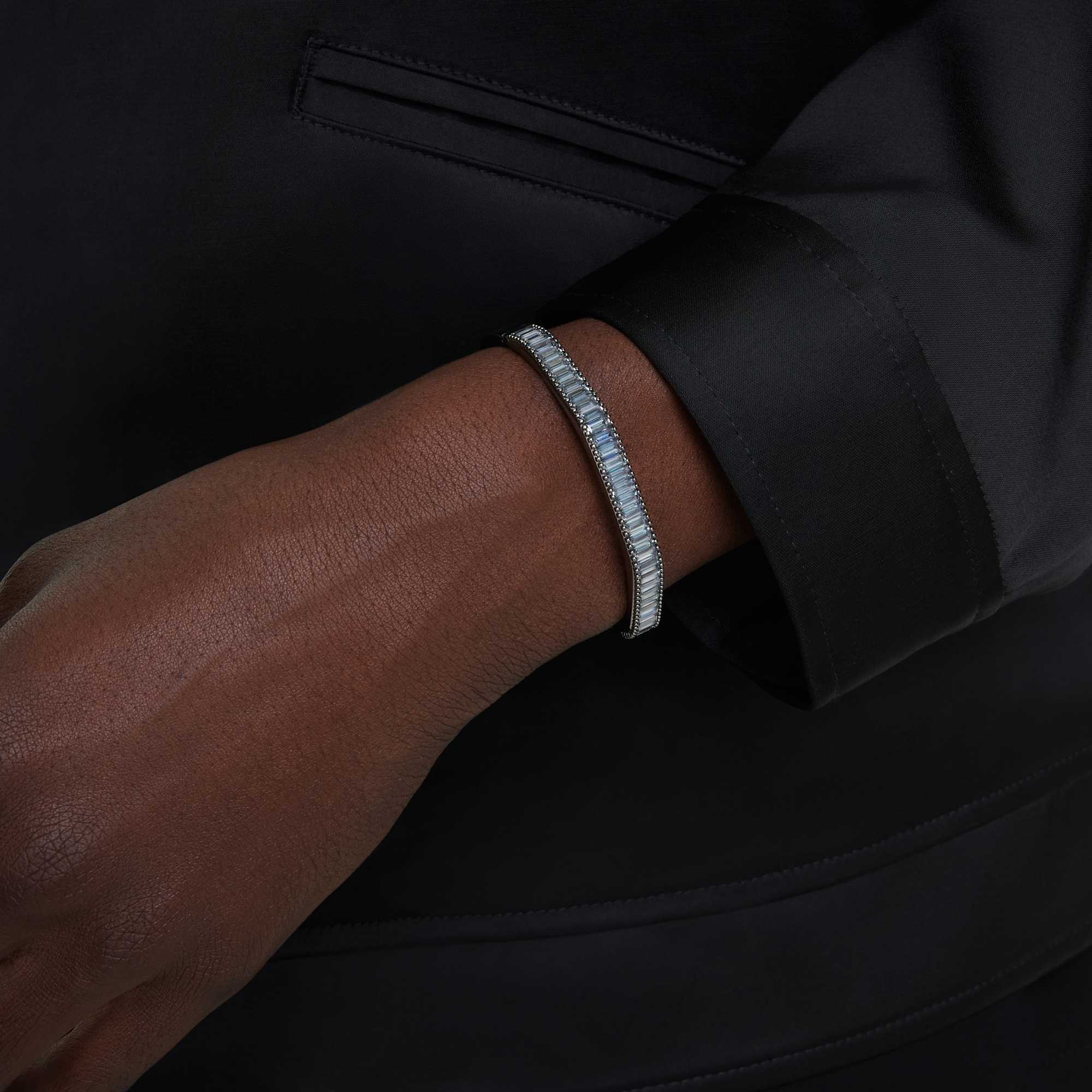 Matrix bangle, Baguette cut, Octagon shape, Gray, Ruthenium plated - S