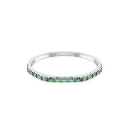 Matrix bangle, Baguette cut, Octagon shape, Green, Rhodium plated - L