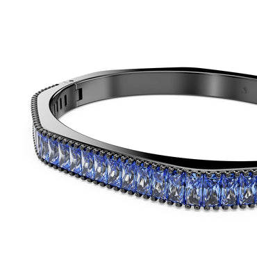 Matrix bangle, Baguette cut, Octagon shape, Blue, Ruthenium plated - S