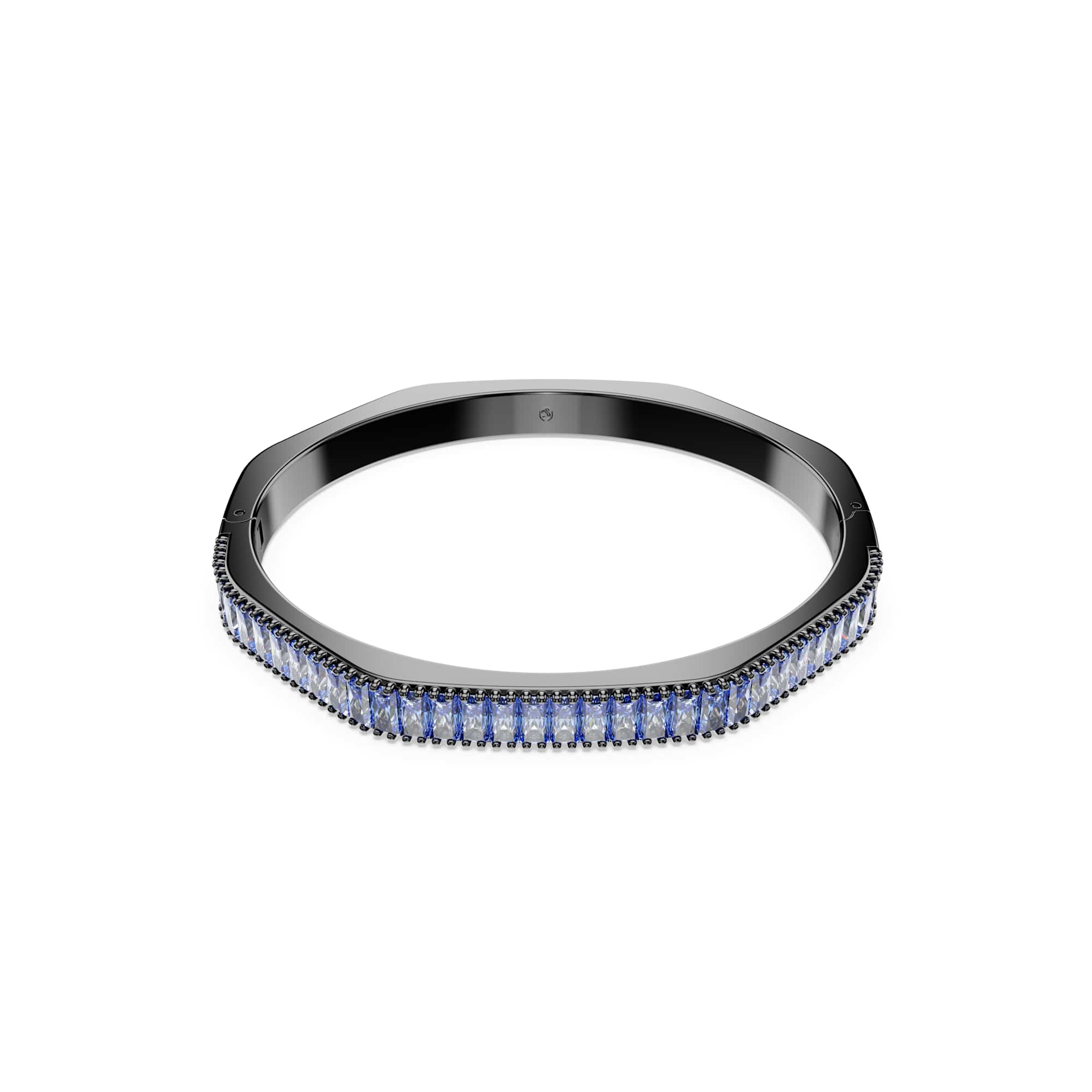 Matrix bangle, Baguette cut, Octagon shape, Blue, Ruthenium plated - L