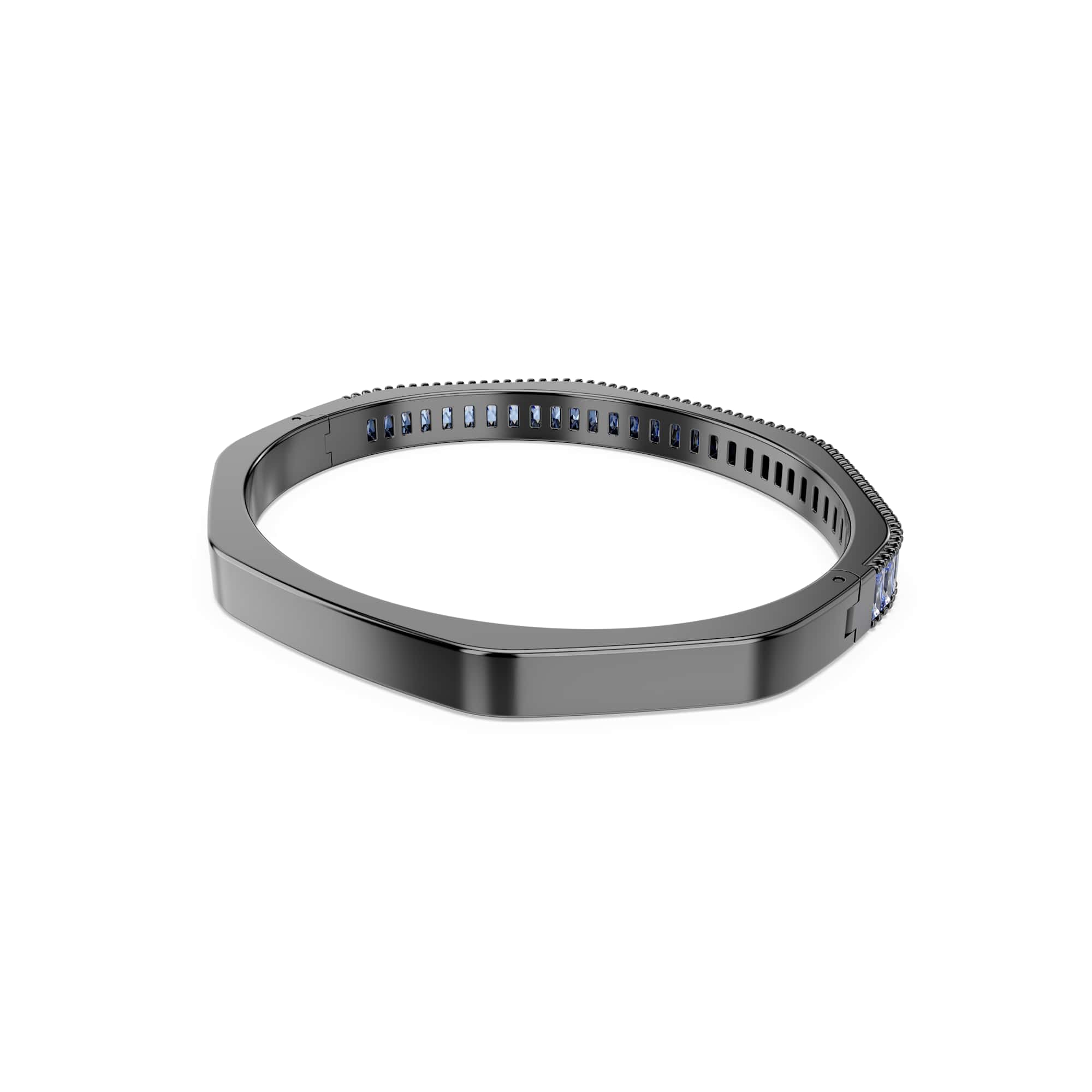 Matrix bangle, Baguette cut, Octagon shape, Blue, Ruthenium plated - L