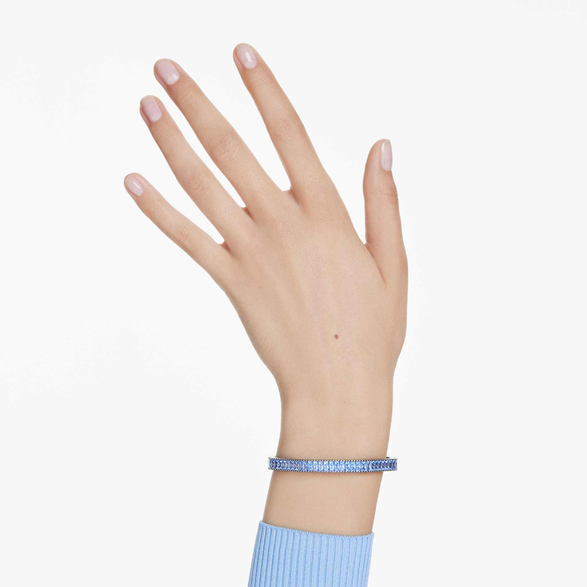 Matrix bangle, Baguette cut, Octagon shape, Blue, Ruthenium plated - L